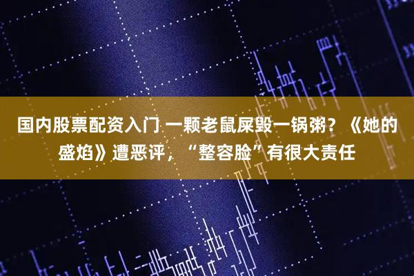 国内股票配资入门 一颗老鼠屎毁一锅粥？《她的盛焰》遭恶评，“整容脸”有很大责任